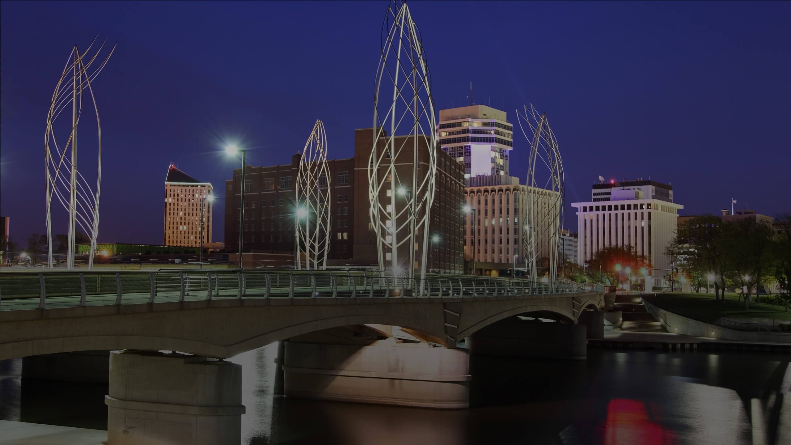 image of bridge leading to downtown Wichita